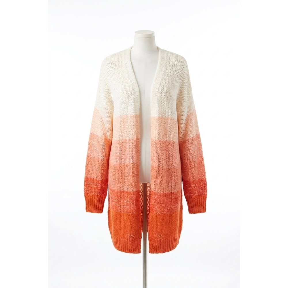 NEW ELAN open knit cardigan sweater top in red ombre